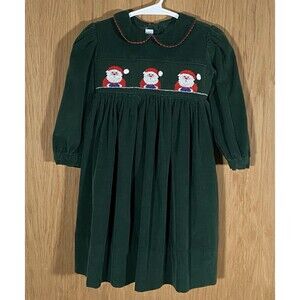 Karla Lacayo Pour Vive Le Fete Girls 18M Christmas Dress Santa Green Corduroy